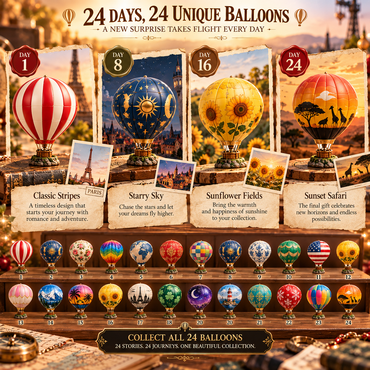 🎈 Ready to Let Your Dreams Take Flight? ✨ 2026 Hot Air Balloon Advent Calendar – 24 Days of Romance & Wonder!