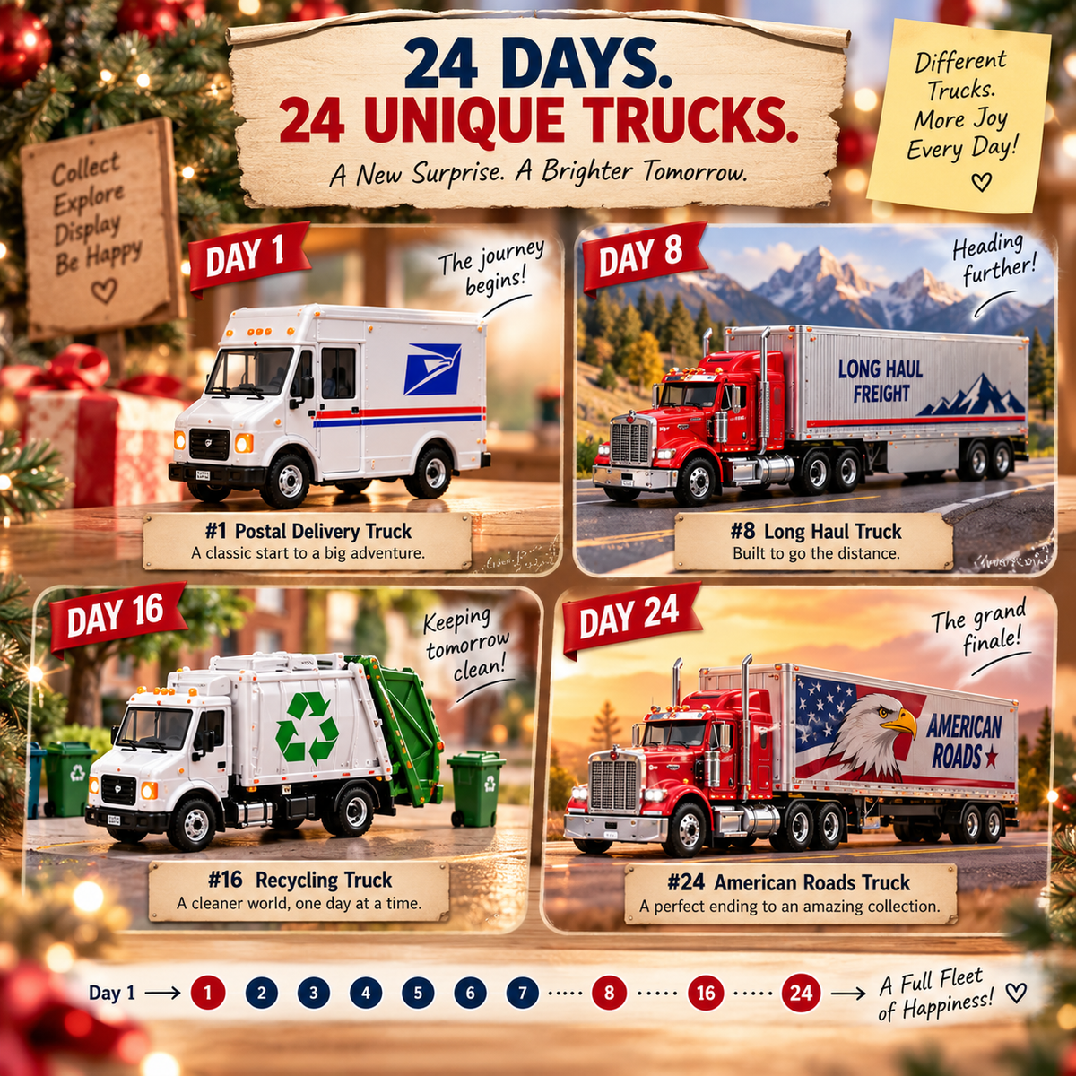 24 Days of American Delivery Classics – 24 Unique Truck Collectibles | Christmas Countdown Gift Set