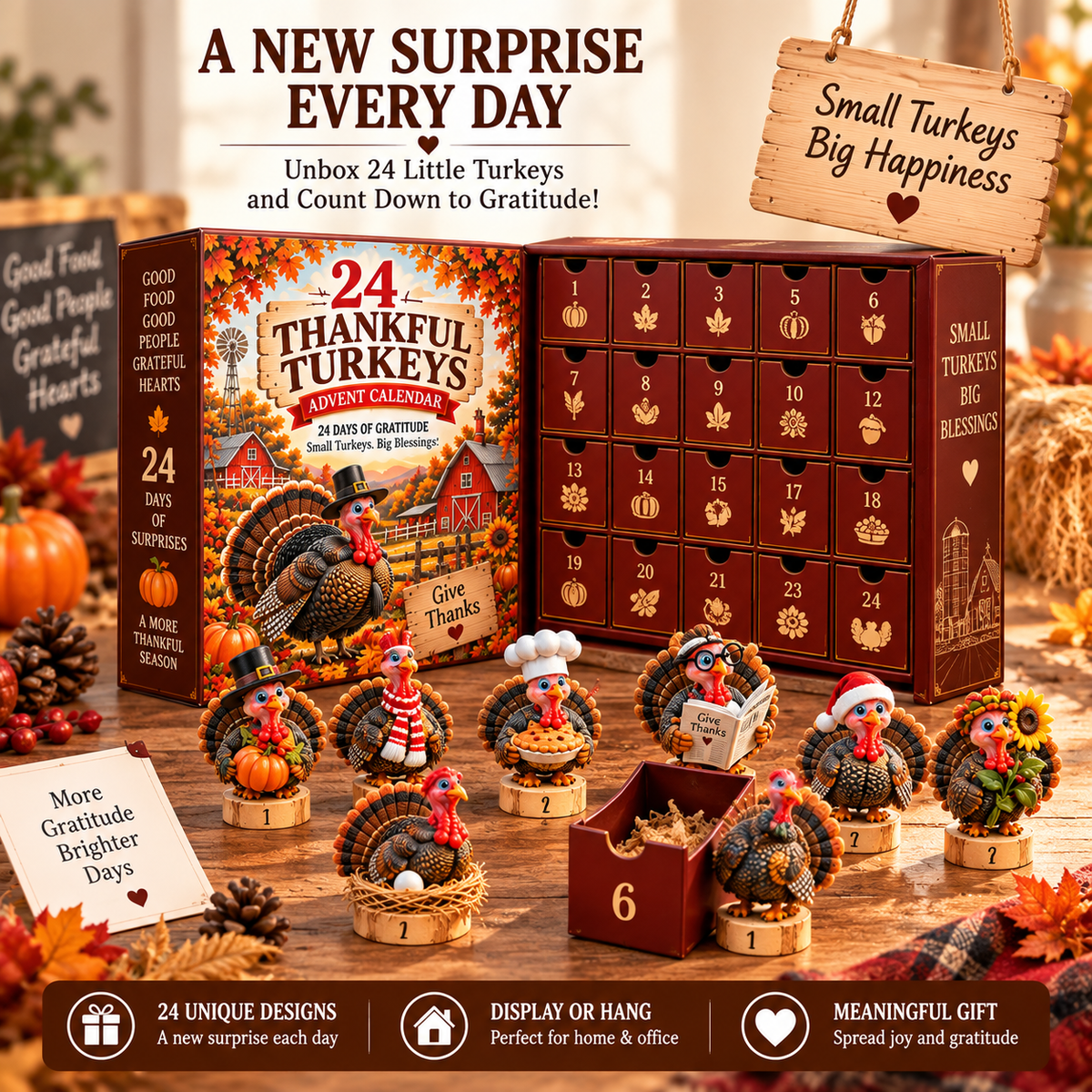 🦃 24 Little Turkeys. 24 Reasons to Be Thankful. — Thanksgiving Countdown Collection
