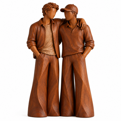 🤜🤛 Brothers for Life Wooden-Look Figurine – Always Got Your Back, Brotherhood & Best Friends Gift ❤️