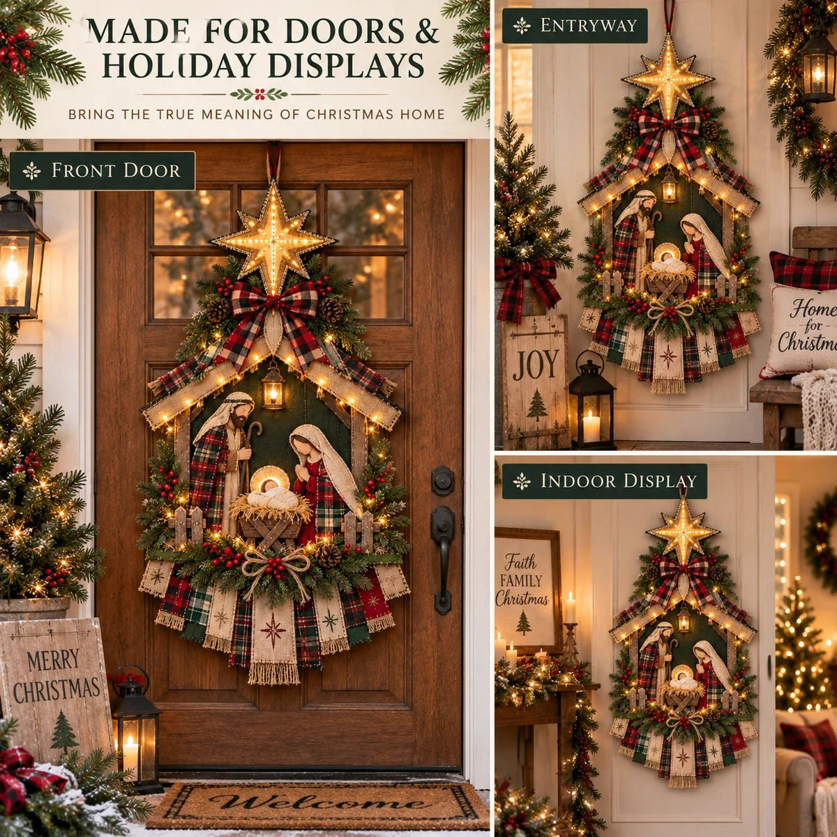 💯⏳ 50% OFF – DIY Lighted Christmas Nativity Scene Door Hanging Kit 🎄