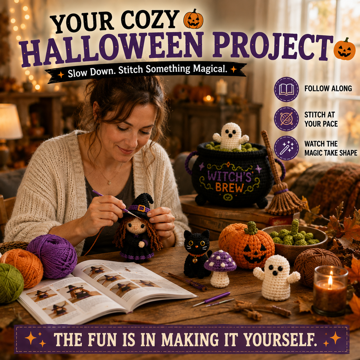 🎃 Stitch a Little Magic – Halloween Witch’s Brew DIY Crochet Kit