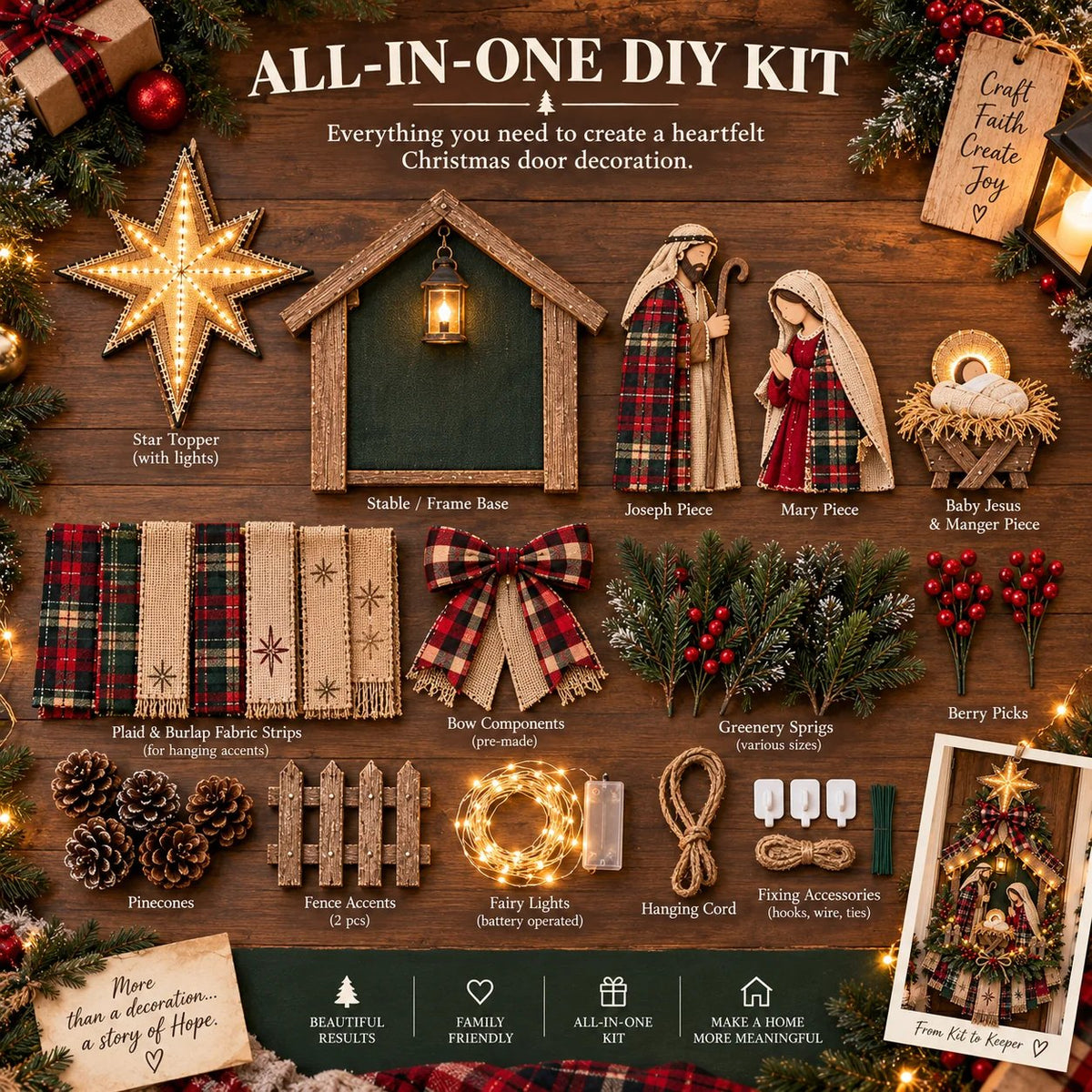 💯⏳ 50% OFF – DIY Lighted Christmas Nativity Scene Door Hanging Kit 🎄