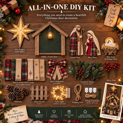 💯⏳ 50% OFF – DIY Lighted Christmas Nativity Scene Door Hanging Kit 🎄