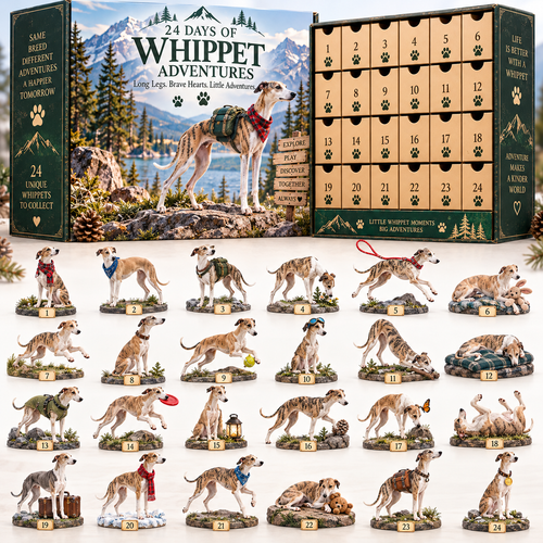 🐾 24 Days of Whippet Adventures – Christmas Advent Calendar | 24 Unique Dog Collectible Figurines
