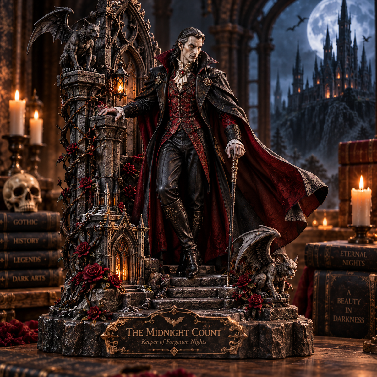 🦇 The Midnight Count — Gothic Vampire Lord Collectible Statue | Dark Fantasy Desk Décor 🖤