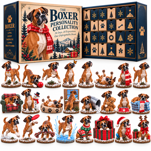 🐾 Only Boxer Lovers Will Understand! 🎄 – 24-Day Boxer Dog Christmas Advent Calendar with 24 Unique Collectible Figurines