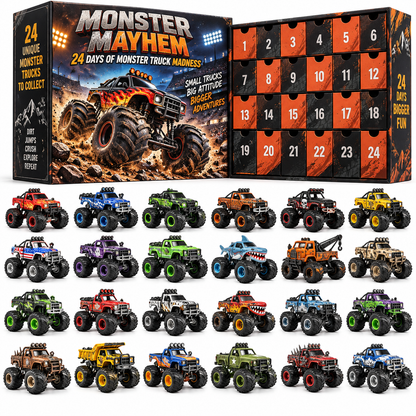 🏁 24 Days of Monster Mayhem – Monster Truck Christmas Advent Calendar | 24 Unique Collectible Trucks