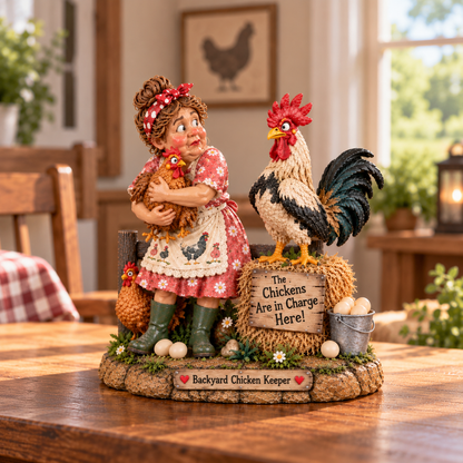 🐔 The Chickens Are in Charge Here! 😂 — Funny Backyard Chicken Keeper & Rooster Figurine