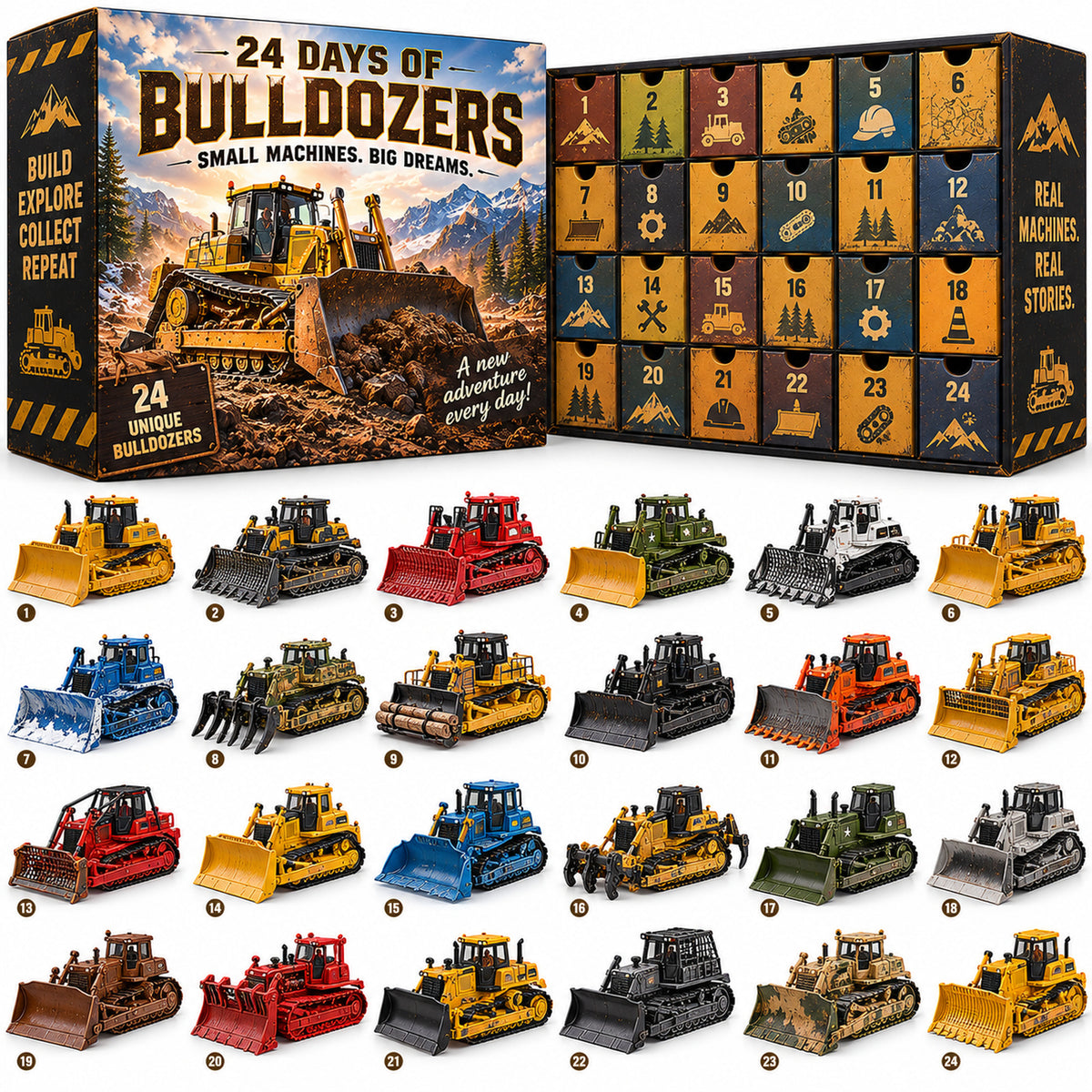 24 Days of Bulldozers – Little Machines, Big Adventures! 🚜🎄 Christmas Advent Calendar