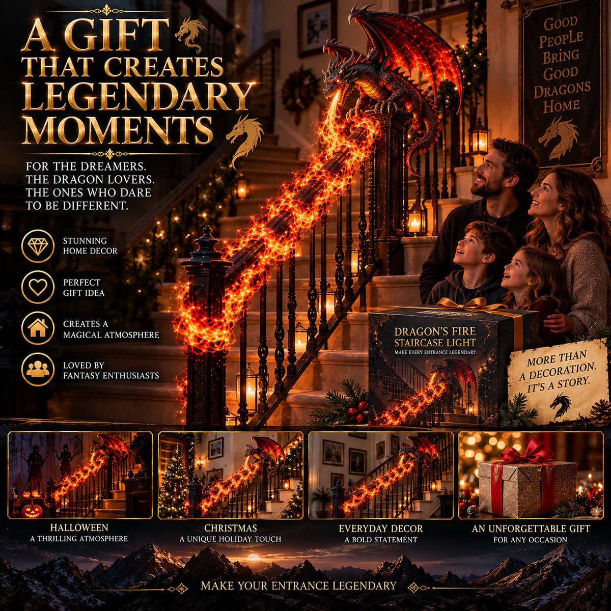 🐉 Ready to Awaken the Dragon?! 🔥 Dragon's Fire Staircase Light – Make Your Entrance Legendary!