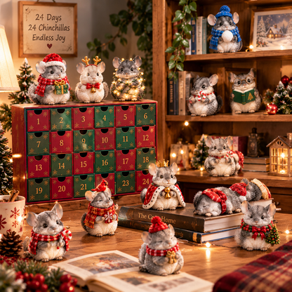 24 Days of Chinchillas Advent Calendar – 24 Unique Chinchilla Figurines | Christmas Countdown Gift