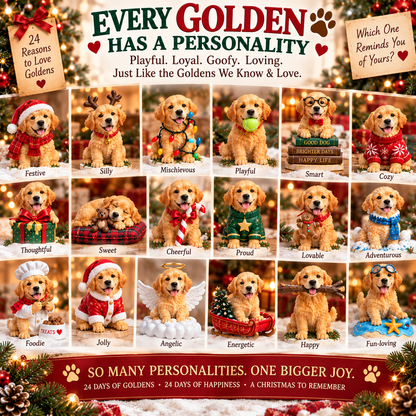 🔥Hot Sale 50% OFF!🎄🐾24 Days of Golden Joy – Golden Retriever Christmas Advent Calendar