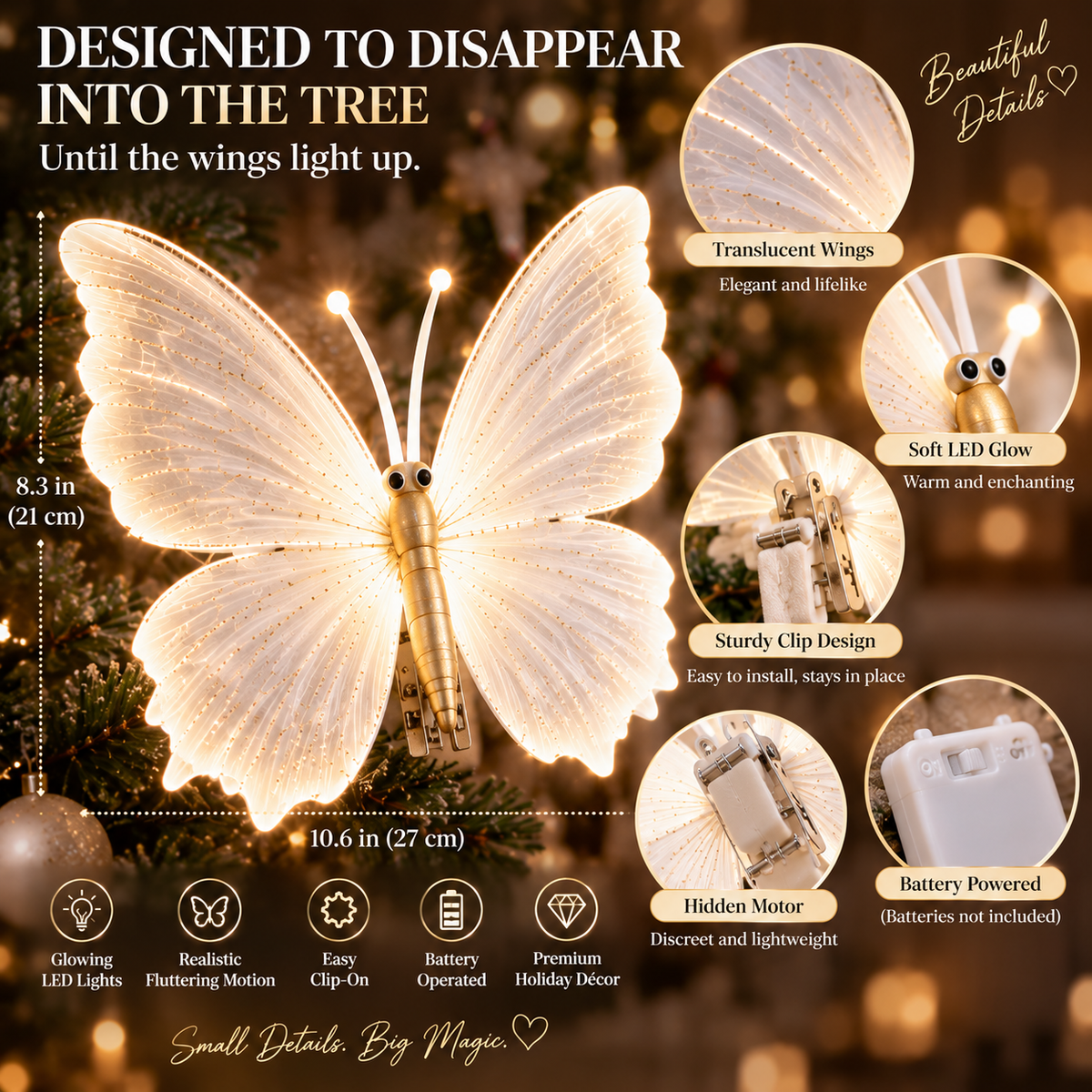 🦋 The Butterfly That Comes Alive™ — Glowing Fluttering Holiday Décor