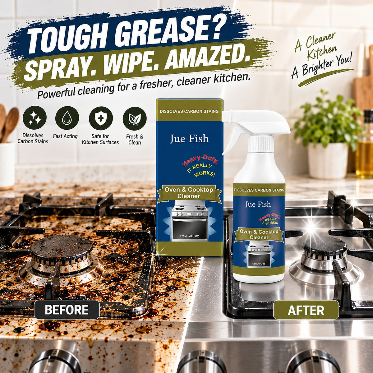 🔥HOT SALE🔥🌻Heavy-Duty Kitchen Degreaser — Tough Grease & Cooking Mess Cleaner