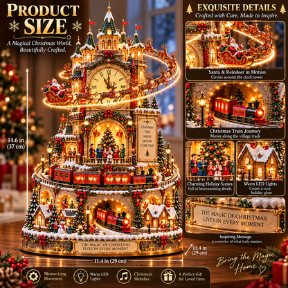 ✨ Ready to Bring Christmas Magic Home? 🎅 2026 Midnight Christmas Magic Clock – A Glowing World of Santa, Reindeer & Trains!