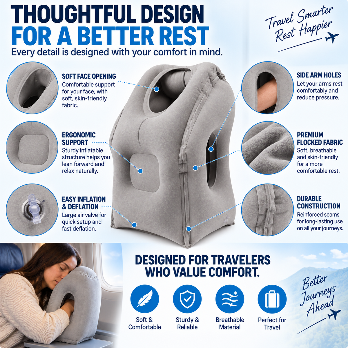 ✈️ Inflatable Travel Pillow – A More Comfortable Way to Rest on Long Flights