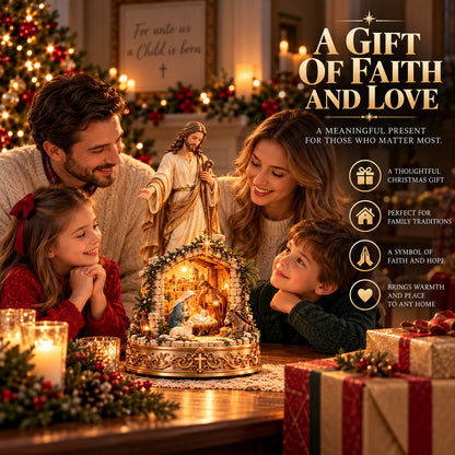 ✨ Let His Light Fill Your Home! ✝️ The Light of His Love – Illuminated Jesus Nativity Sculpture