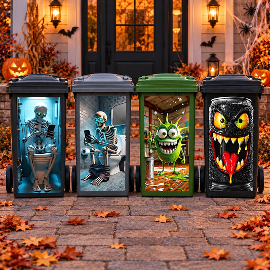🎃 Halloween Haunted Trash Can Decorations — 4 Spooky & Funny Designs for Outdoor Halloween Décor 👻