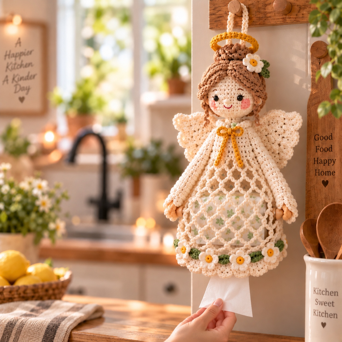 Crochet Angel Kitchen Tissue Holder Kit – DIY Handmade Home Decor & Thoughtful Gift