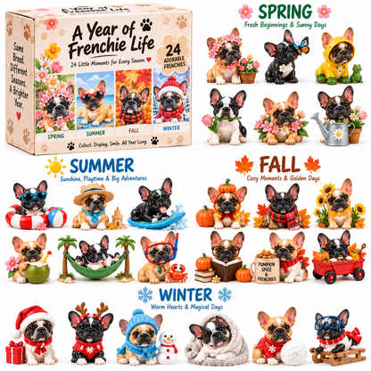 🔥 50% OFF ENDS TODAY!🌸☀️🍂❄️ A Year With Frenchies — 24 Seasonal French Bulldog Collectibles