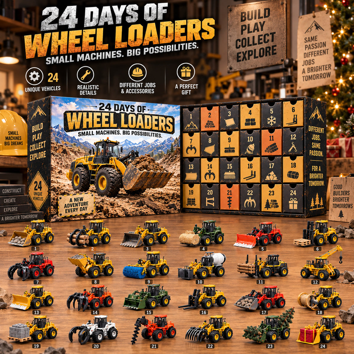 24 Days of Wheel Loaders – Construction Vehicle Christmas Advent Calendar 🚜🎄