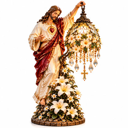 ✝️ Let Faith Light Up Your Home! 🕊️ Light of Grace – Jesus & Virgin Mary Illuminated Sculptures