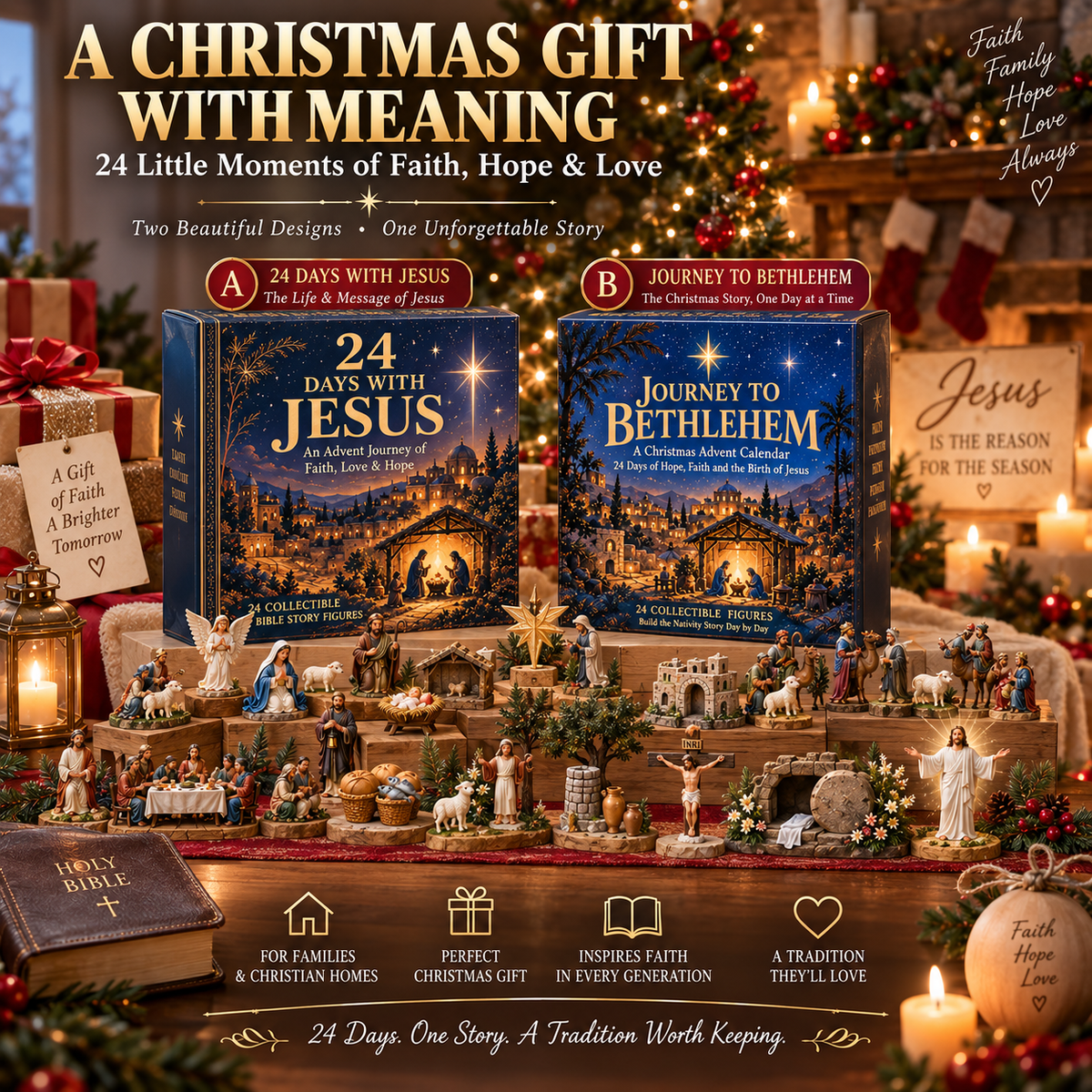🔥No way！last 3 days！24-Day Jesus Mini Brick Advent Calendar