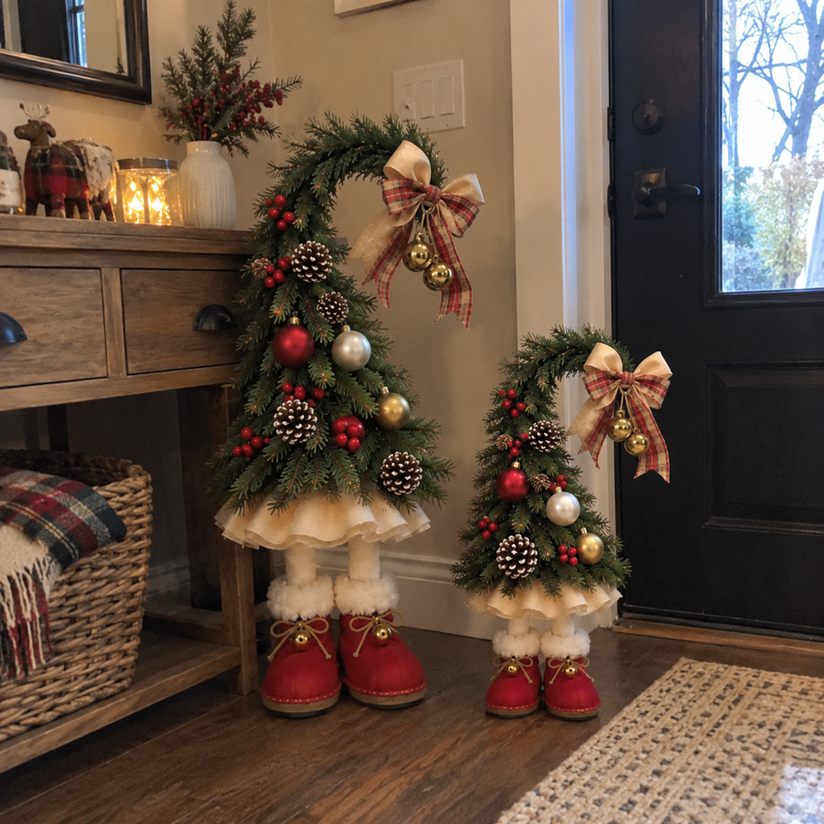 🎄 Who Gave the Christmas Trees Little Boots?! ❤️ Whimsical Christmas Tree Figurines – A Little Holiday Magic for Your Home!