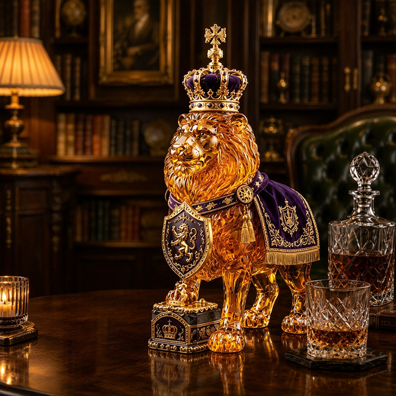 👑 More Than a Decanter, It's a Royal Masterpiece! 🦁 Crowned Lion Whiskey Decanter – A Timeless Collector's Treasure!
