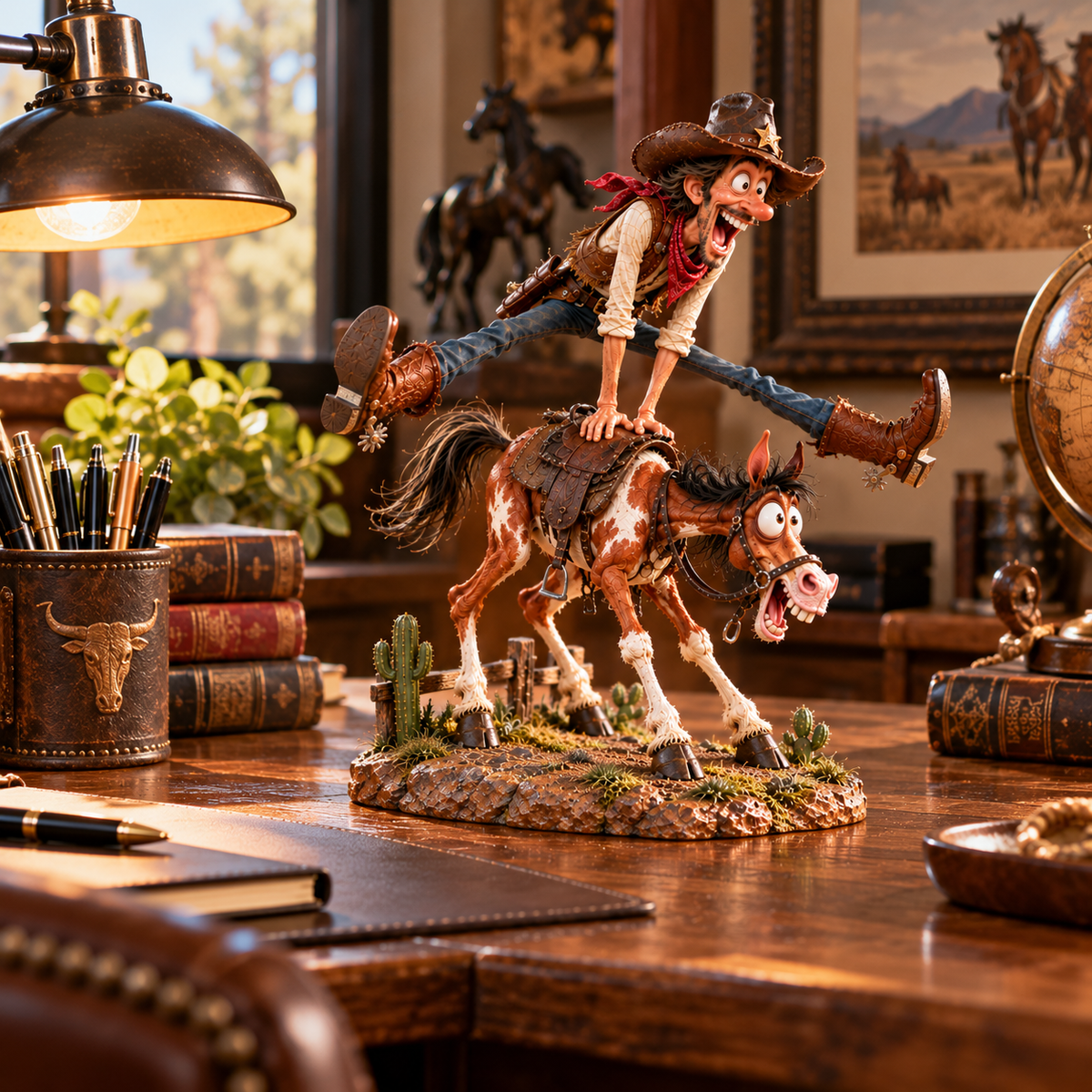 🤠 Who Said Cowboys Can't Fly?! 🐴 Funny Cowboy Leapfrog Figurine – One Wild Ride, Endless Laughs!
