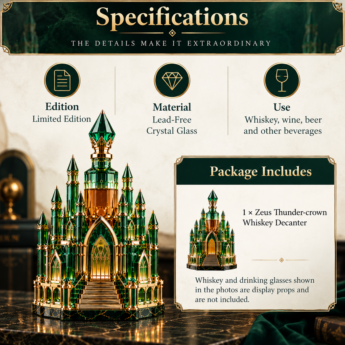 ✨ A City of Emeralds in Every Pour! — Crystal Citadel Light-Up Decanter