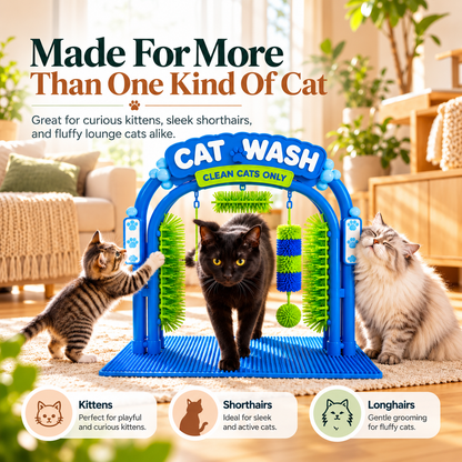🐾 Cat Self-Grooming Brush & Play Station – Interactive Massage Arch
