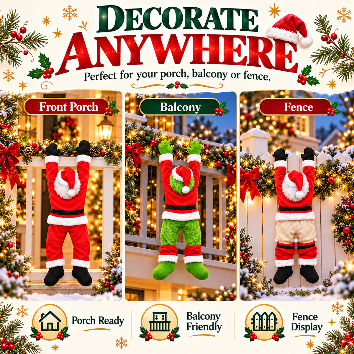 😂 Santa's Hanging Around Again! 🎅 2026 Funny Christmas Porch & Balcony Decor!