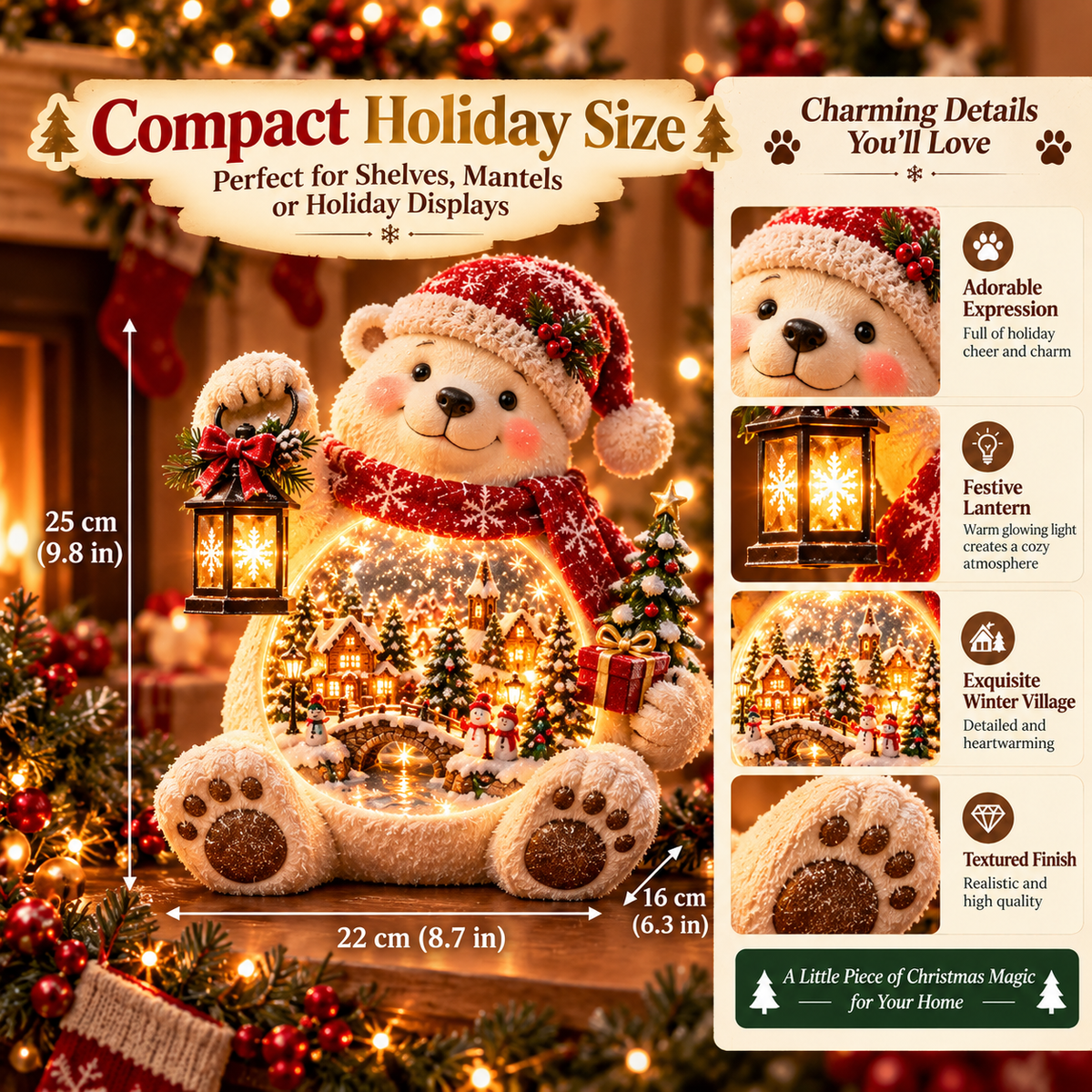 ✨ A Little Christmas World Inside 🎄 – Light-Up Christmas Village Figurine | Magical Holiday Decor & Heartwarming Christmas Gift 🎁