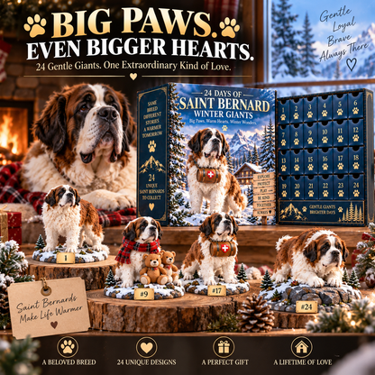 24 Days of Saint Bernard Winter Giants – Christmas Advent Calendar | 24 Unique Dog Collectible Figurines