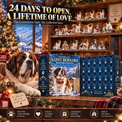 24 Days of Saint Bernard Winter Giants – Christmas Advent Calendar | 24 Unique Dog Collectible Figurines