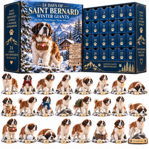 24 Days of Saint Bernard Winter Giants – Christmas Advent Calendar | 24 Unique Dog Collectible Figurines