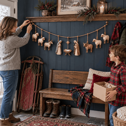 Handcrafted Wooden Nativity Garland