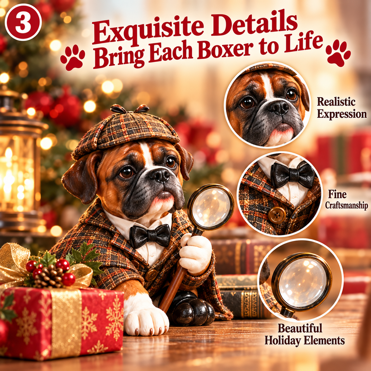 🐾 The Distinguished Boxer Society 🎩 – 24-Day Boxer Dog Advent Calendar 🎄 | 24 Unique Christmas Figurines & Gifts for Boxer Lovers 🎁