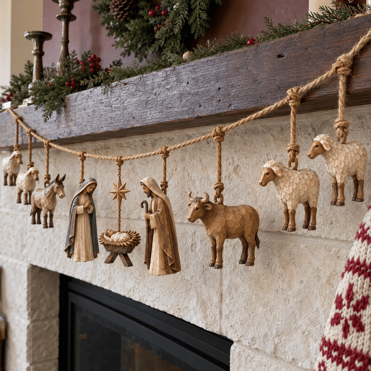 Handcrafted Wooden Nativity Garland
