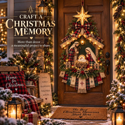 💯⏳ 50% OFF – DIY Lighted Christmas Nativity Scene Door Hanging Kit 🎄