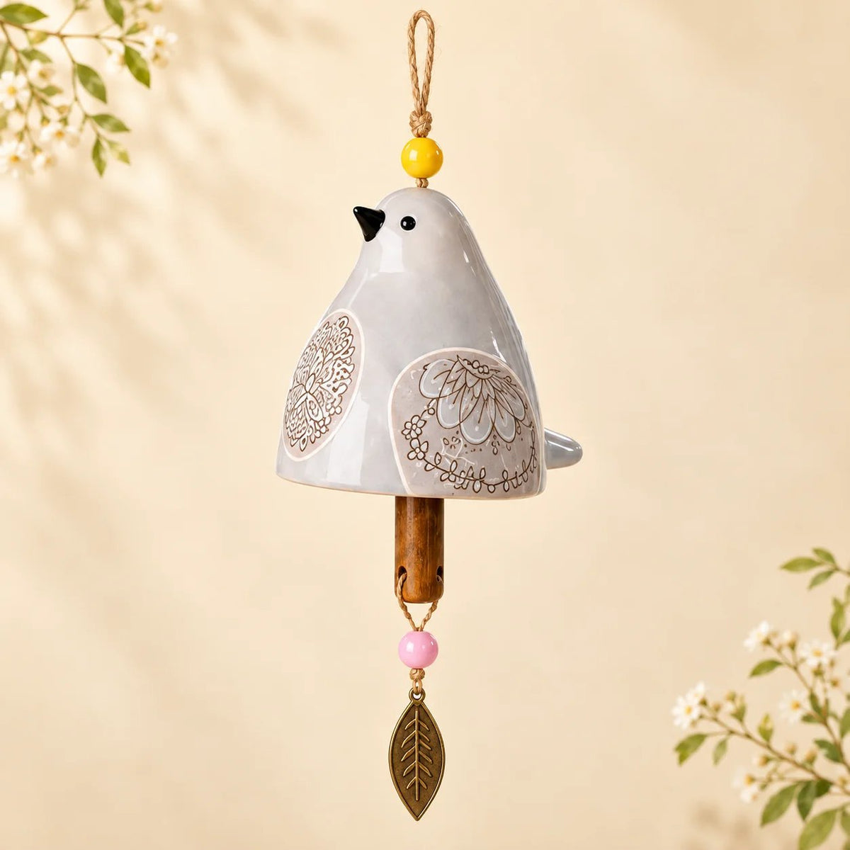 🎁LAST DAY SALE 50% OFF - Hand-Painted Resin Bird Wind Chime, Colorful Folk Art Garden Hanging Decor