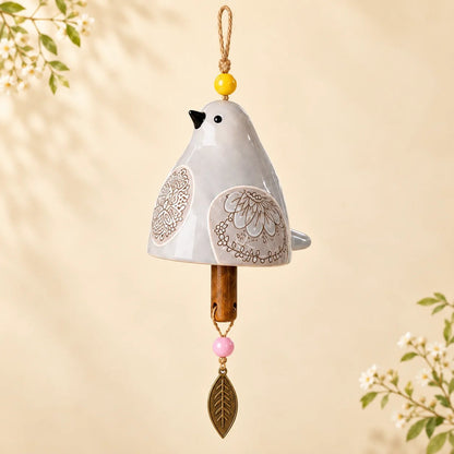 🎁LAST DAY SALE 50% OFF - Hand-Painted Resin Bird Wind Chime, Colorful Folk Art Garden Hanging Decor