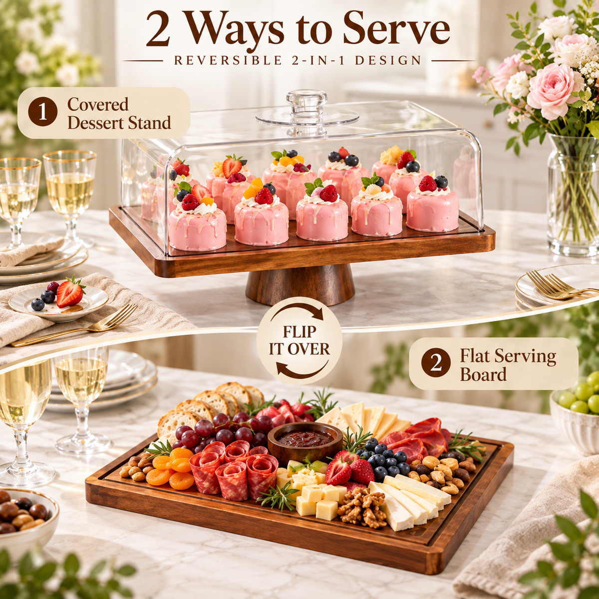🥂 🍰The All-in-One Hosting Essential — Cake Stand, Serving Tray & Drink Dispenser