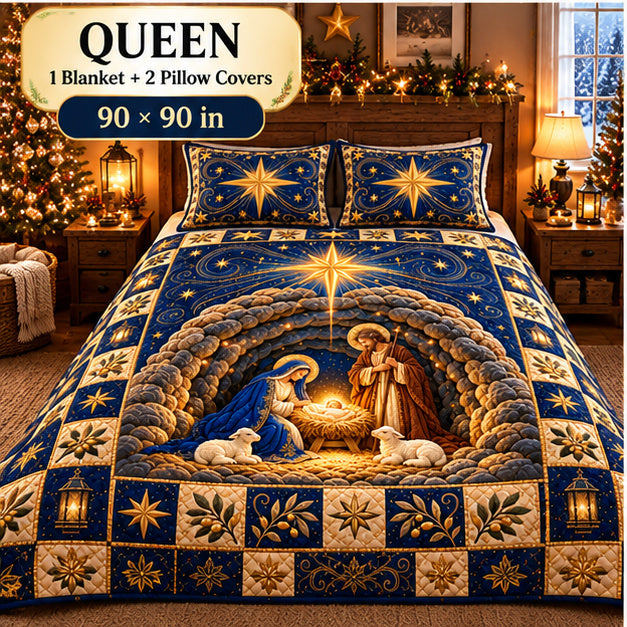 ✨ Bring the Holy Night Home! ⭐ One Holy Night Nativity Bedding Set – Sleep Beneath the Star of Bethlehem!