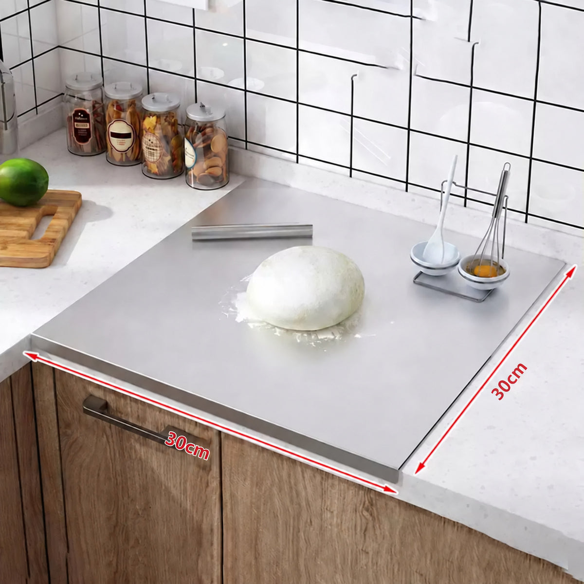 🔪 Tired of Cutting Boards That Slide? ✨ – Anti-Slip Stainless Steel Cutting Board with Edge-Lock Design