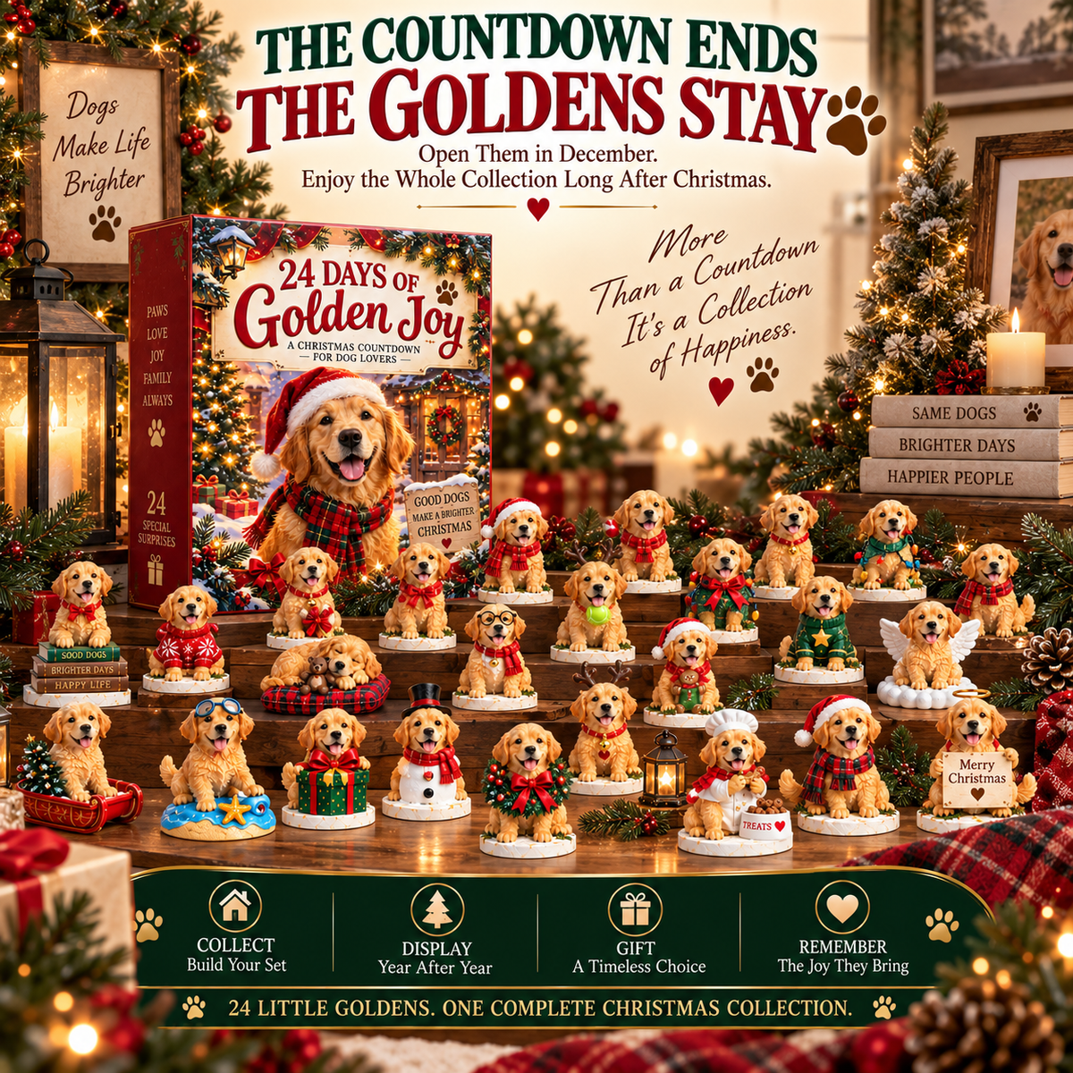 🔥Hot Sale 50% OFF!🎄🐾24 Days of Golden Joy – Golden Retriever Christmas Advent Calendar