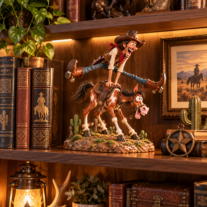 🤠 Who Said Cowboys Can't Fly?! 🐴 Funny Cowboy Leapfrog Figurine – One Wild Ride, Endless Laughs!