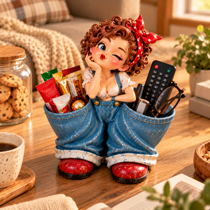 💋 Meet Your New Little Helper! ❤️ Retro Girl Multi-Purpose Organizer & Cute Home Decor